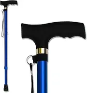 (Blue) - RMS Walking Cane - Adjustable Walking Stick - Lightweight Aluminium Offset Cane with Ergonomic Handle and Wrist Strap - Ideal Daily Living Aid for Limited Mobility (Blue)