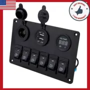 6 Gang Blue Rocker Panel Switch Circuit LED Breaker Waterproof Car Marine Boat (for: Fiat)