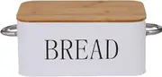 Bread Box with Bamboo Cutting Board Lid, Stylish Metal Bread Storage Container for Kitchen Countertop, Square Design with Bamboo Cutting Board Top and Handles, Ideal for Fresh Bread & Baking Needs