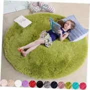Round Rug 4Ft for Bedroom, Fluffy Shag Circle Area Rugs 4' (Round) Grass Green