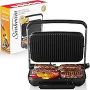 Sunbeam Café Style 6-Slice Sandwich Press and Maker| AnyHeightâ„¢ Control for Thick Steaks, Breakfast, Quick Meals, Sandwiches | Non-Stick Coating, Stand-Up Storage, Silver