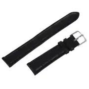 18mm Watch Bracelet Black PU Leather Alloy Buckle Strap Watch T8Q19765