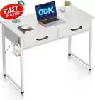 Modern White Computer Desk with Drawers - 100x40CM Home Office Study Table