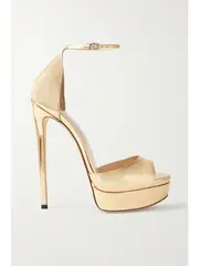 [Jimmy Choo] Jimmy Choo - Max 150 Metallic Leather Platform Sandals - Gold - IT39 IT 39 Gold