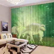 White Horned Horse Fog 3D Curtain Blockout Photo Printing Curtains Drape Fabric