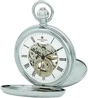 [CHARLES-HUBERT PARIS] Charles Hubert DWA053 Men's Pocket Watch, Mechanical Hand-wound, Skeleton, Silver