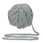25 Yards Pom Pom Trim Ribbon, 0.5" Wide Light Grey Ball Fringe Trim