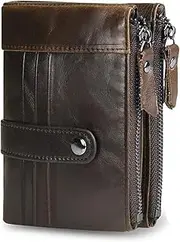[SKUZA] Wallet,Card Bag,Zipper Men Wallet Genuine Leather Short Wallets Male Multifunctional Cowhide Hasp Purse Coin Pocket Photo Card Holder (Color : Black) (Light) (Color : Coffee)