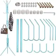 Cimeton Freestanding Coat Rack Metal Stand, Hat Hanger Organizer Rack with 12 Hooks, Coat Hanger Stand, Floor Standing Coat Rack, Free Standing Coat Tree, for Hanging Bags, Jackets, Scarfs, Blue