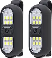 2 Pack Clip on Running Lights, Rechargeable Safety Light Night Running Light for Runner Hands Free Flashlight Portable LED Work Light Strobe Warning Flashing Blinking Jogger Dog Walking Camping Hiking