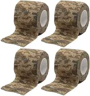 [MEIOOFIC] 4 Roll Tape Army Camo Wrap Rifle Gun Shooting Hunting Camouflage Stealth Webbing, Outdoor Gear, Stealth Multi-Use, Weather-Resistant Webbing