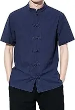 Long Sleeve Turtle Neck Shirt Color Shirt Men's Plate Button Stand Up Collar Thin Slim Short Sleeved Shirt Slim Shirt