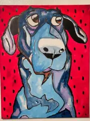 Seasoned Art dog eyes pets left alone hand painted pet portrait canvas art