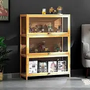 Acrylic Clear Display Case, Display Cabinet with Glass Doors, Curio Cabinet Showcase Made of Natural Bamboo Material, for Action Figures, Collectibles, Home Storage ( Color : 3f , Size : 60cm/23.6in )