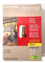Lutron AY-10PH-AL Almond Ariadni Incandescent Light Dimmer Toggle Switch 1000W