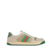 [Gucci] Gucci Screener Lace-up Sneakers 38.5 IT NEUTRALS/GREEN