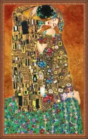 Bead embroidery kit Kiss needlework kit Art canvas beadwork pattern