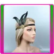 1920s Headband Peacock Feather Gold Bridal Great Gatsby 20s Flapper Headpiece