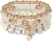 [Generic] Bohemian Bracelets for Women Stretch Bracelet Sets Gold Beaded Stackable Colorful Charm Beach Jewelry