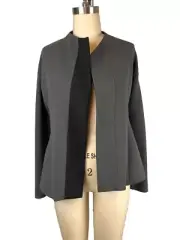 Narciso Rodriguez Italy Dark Gray & Black Crepe Open Front Jacket NWT Size IT 40