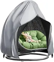 HARPRA 230 x 200cm Double Egg Chair Covers Patio 420D Cover Waterproof Hanging Heavy Duty Egg Chair Cover Oxford Fabric Windproof Anti-UV Rattan Swing Chair Cover (Gray)
