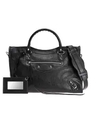 Balenciaga Classic City Shoulder Bag in Black Arena Lambskin