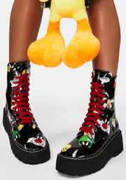 [Dolls Kill x Looney Tunes] Tooning In Printed Combat Boots