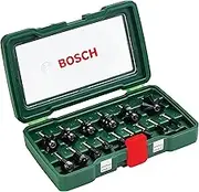 Bosch Accessories 15 pcs Router Bit Set (for Wood, 1/4' Shank, Mixed Set, Carbide Accessories for Routers)