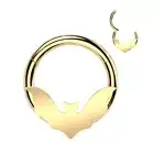 Piercing Ring Clicker Golden Batwing ( Ear, Daith , Septum)