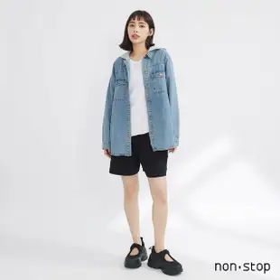 【non-stop】休閒丹寧連帽襯衫外套-2色