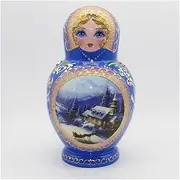 Matryoshka Russian Nesting Dolls 10 Pieces Matryoshka Wooden Nested Handmade Toys for Children Christmas Birthday Halloween Wishing Gift The Perfect Blessing Gift