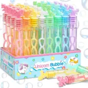 32 Piece Mini Unicorn Bubble Wand with Gift Box Pastel Unicorn Party Favors f...