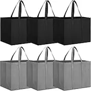 Chamgeco Reusable Grocery Bags 6 Pack, Large Foldable Shopping Bags Tote Bags, Durable Thick Bags with Long Reinforced Handle for Shopping Groceries Clothes, Hold up to 20KG