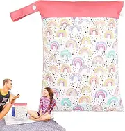 [Generic] Wet Bag for Swimsuit and Towels | Diaper Bag Organizer Waterproof Wet Dry Bags, 2 Zippered Pockets | Swim Yoga Gym Bag, Reusable Travel Laundry Bags for Dirty Clothes, Cloth Diapers