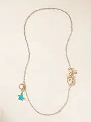 [Marla Aaron] Marla Aaron - Baby Heartlock + Starlock + Baby Droplock + 3 Loop Rolo Chain Sterling Silver, 14-karat Yellow And Rose Gold And Enamel Necklace - One size One size Gold