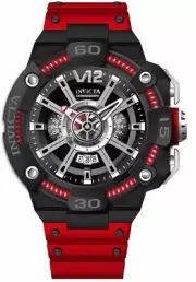 NEW INVICTA 37655 S1 RALLY DUAL TIME WATCH BLACK DIAL STEEL ANALOG GMT 58MM