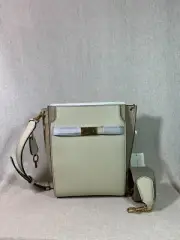 NEW Tory Burch Pebbled Leather New Moon Lee Radziwill Double Bucket Bag $998