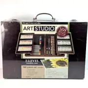 Battat Art Studio 168 Piece Art Set Paint Pastels Pencils Watercolor Wood Case