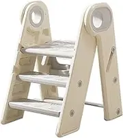 Toddler Step Stool Kitchen Step Stool for Bathroom Sink,Folding,3 Step Stand Helper,Kids Step Stool for Potty Training Toilet, Gray