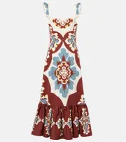 [La DoubleJ] La DoubleJ Gingerbread cotton-blend midi dress UK 10 multicoloured