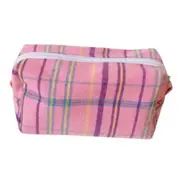2 Pcs Fashion Cotton Cosmetic Bag For Make Up Plaid Cosmetic Pouch Pillow Cosmetic Bags & Cases Travel Organizer