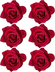 [Nyamah Sales] Red Rose Hair Flower Clips, Rose Flower Pin up Brooch Floral Hair Clips and Rose Hair Flower Clip, Floral Hair Brooch for Women Girl Wedding Party (Pack of 6)