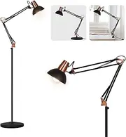[FIRVRE] LED Floor Lamp, Retro Metal Swivel Floor Lamp, 3 Usage Modes, Floor Lamp, Desk Lamp & Clip Lamp, E27 Architect Reading Lamp with Pressure Switch for Bedroom, Office, Studio
