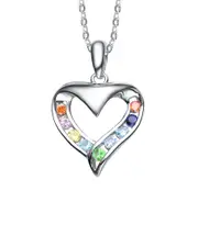 Genevive Silver CZ Love Pendant