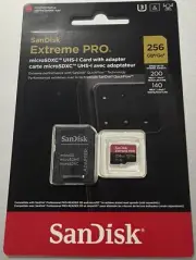 SanDisk 256GB Extreme PRO microSD + SD Adapter Read 200Mbs Write140Mbs w A2 U3