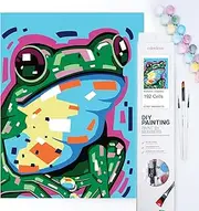 Colordemy's Instant Paint by Numbers kit, unframed, Stretchable, 40x50cm Rolled Canvas with Brushes and Paints for Adults and Kids (Frog)