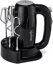 Lifelong LLHM02 Regalia Plus 300W Hand Blender with Stand for Mixing Cake and Atta | 2 Steel Dough Hooks, 2 Whisker/Whisks (1 Year Warranty, Black)