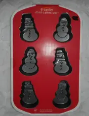 2010 WILTON CHRISTMAS MINI SNOWMAN NON STICK CAKE PAN MAKES 6 NEW