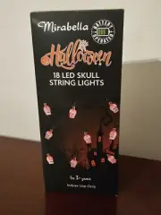 New Mirabella Halloween 18 Led Skull String Party Lights Battery Operated
