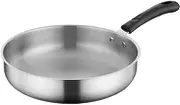 tieedhfu Rust-Proof Stainless Steel Flat Bottomed Pan Thick for Long-Lasting Stew and Stew Stainless Steel Frying Pan Stir Fry, 28cm